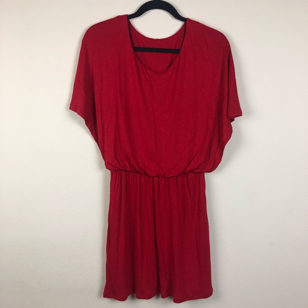 RED MIDI DRESS IN A MEDIUM